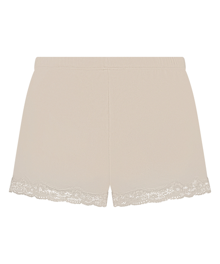 Velour- och spetsshort, Beige