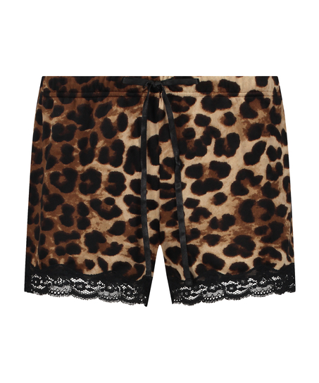Shorts Velour Leopard, Svart
