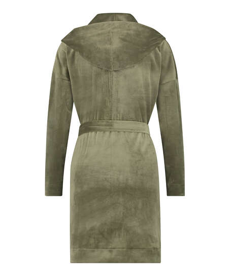 Kort badrock i velours, gr&ouml;n