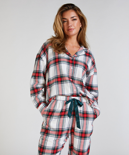Pyjamastopp flanell, Vit