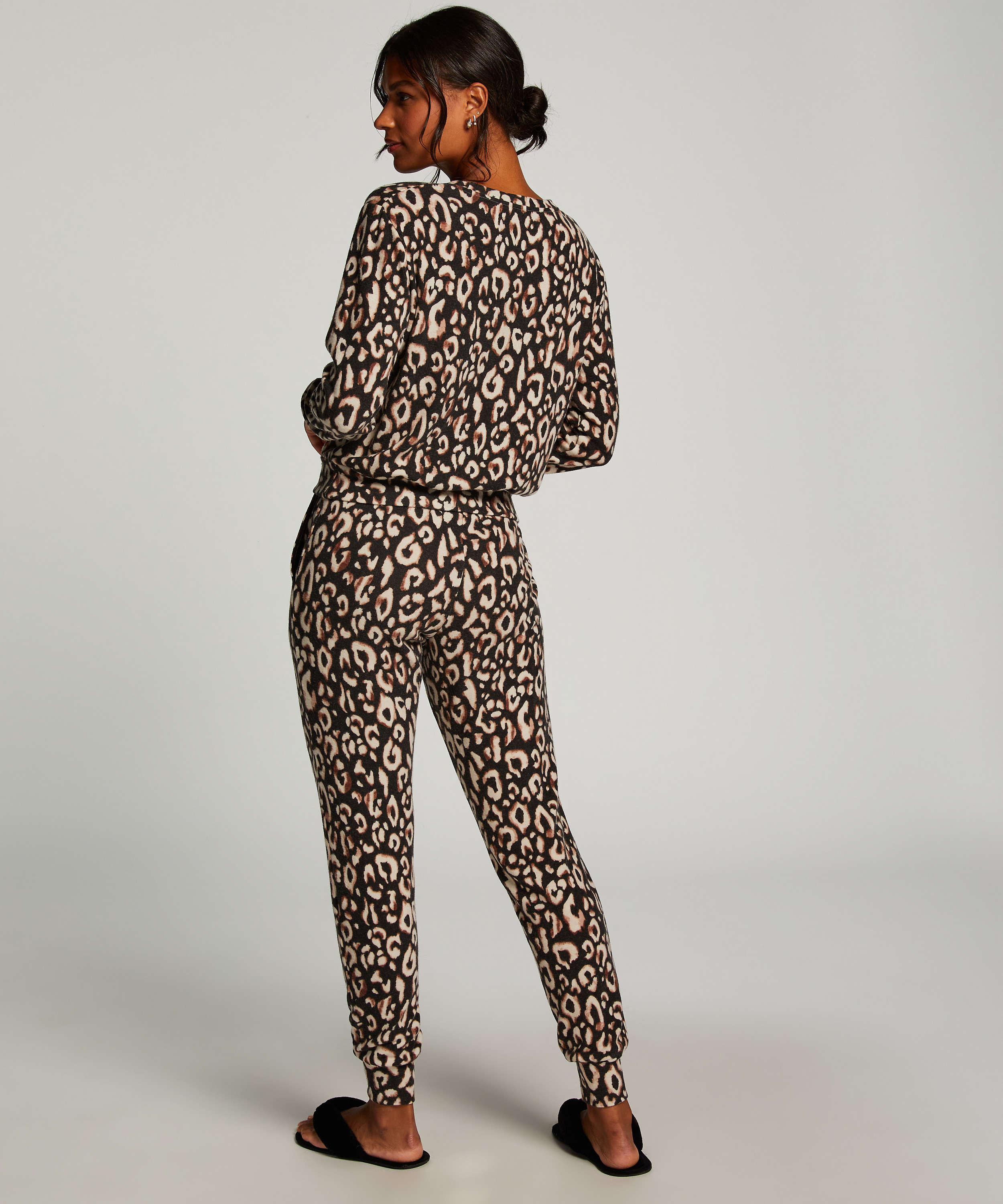 L&aring;ng&auml;rmad pyjamastopp Jersey, Svart, main