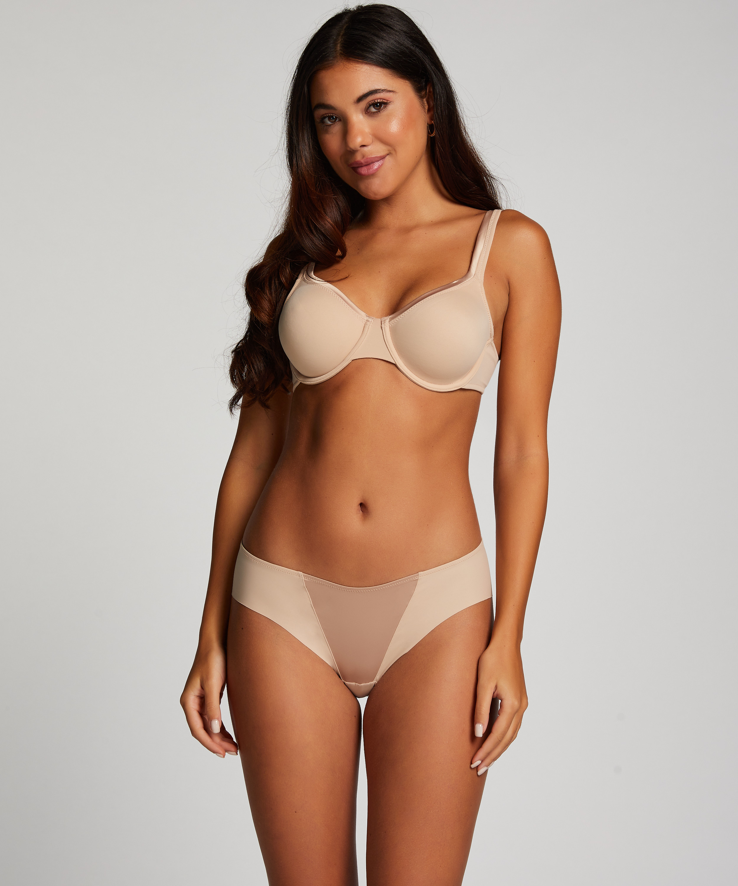 Brieftrosa i satin-fleece, Beige, main