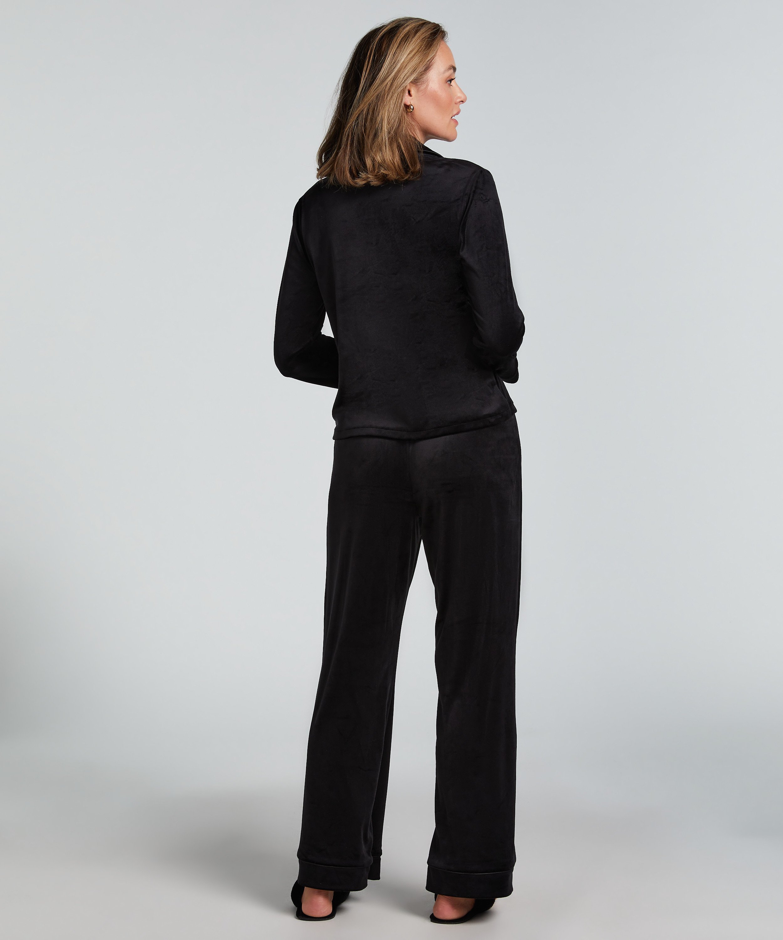 L&aring;ng&auml;rmad jacka i vellor, Svart, main