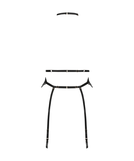 Private body choker harness, Svart