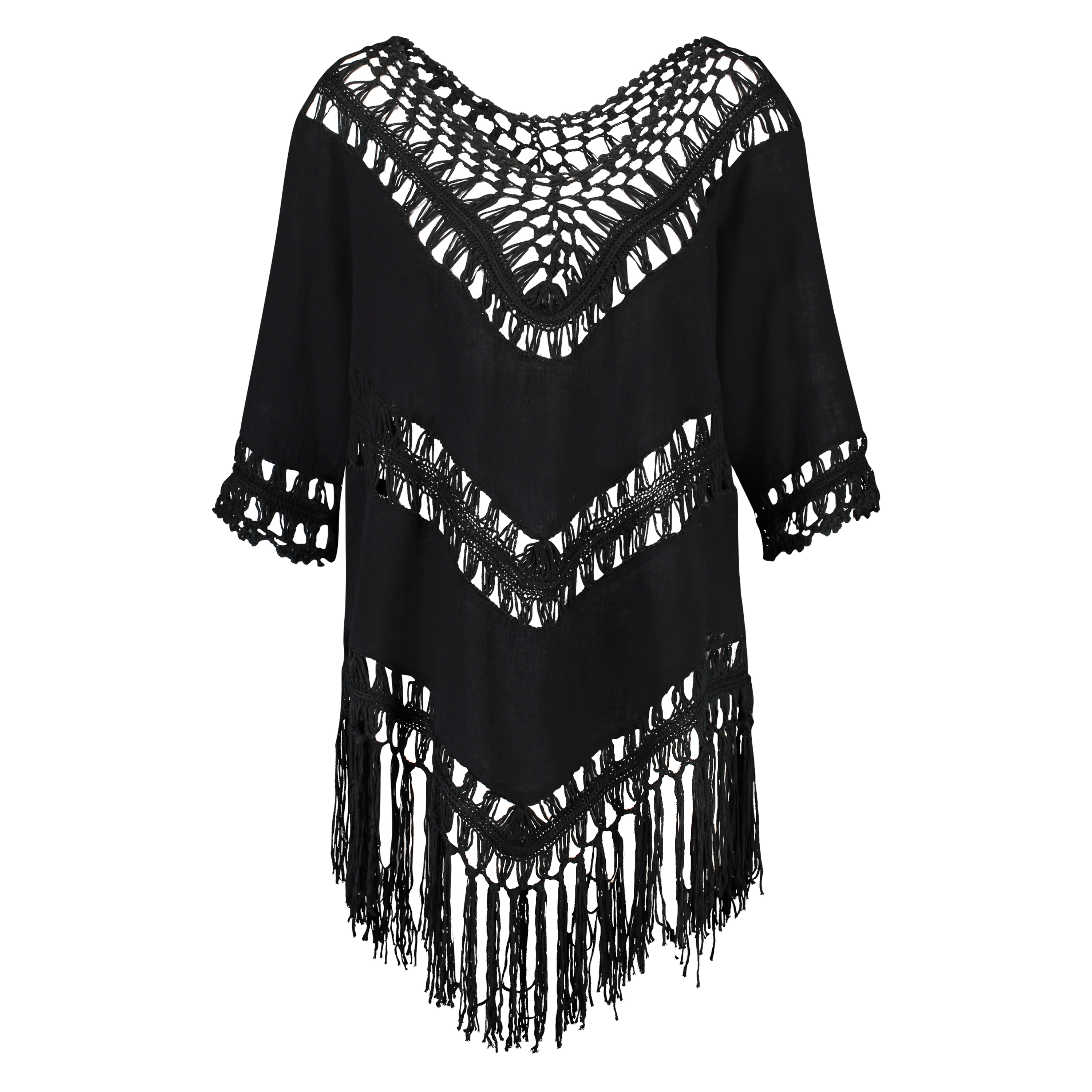 Fringe Tunika, Svart, main