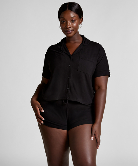 Essential-shorts i slätstickad jersey, Svart