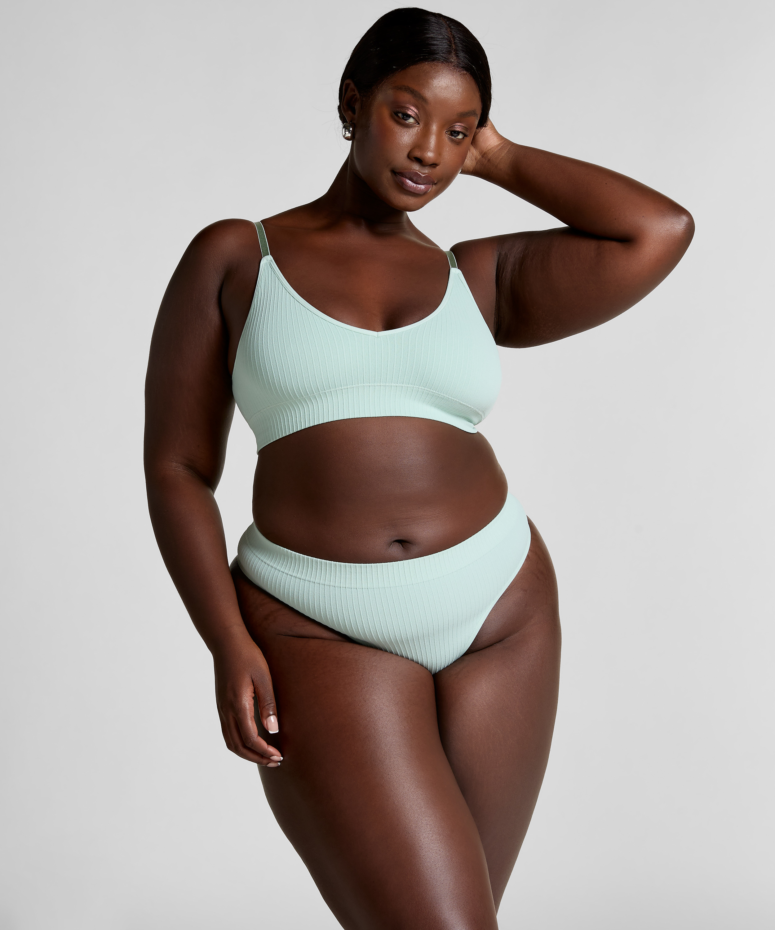 Dianne högt skuren stringtrosa, Grön, main