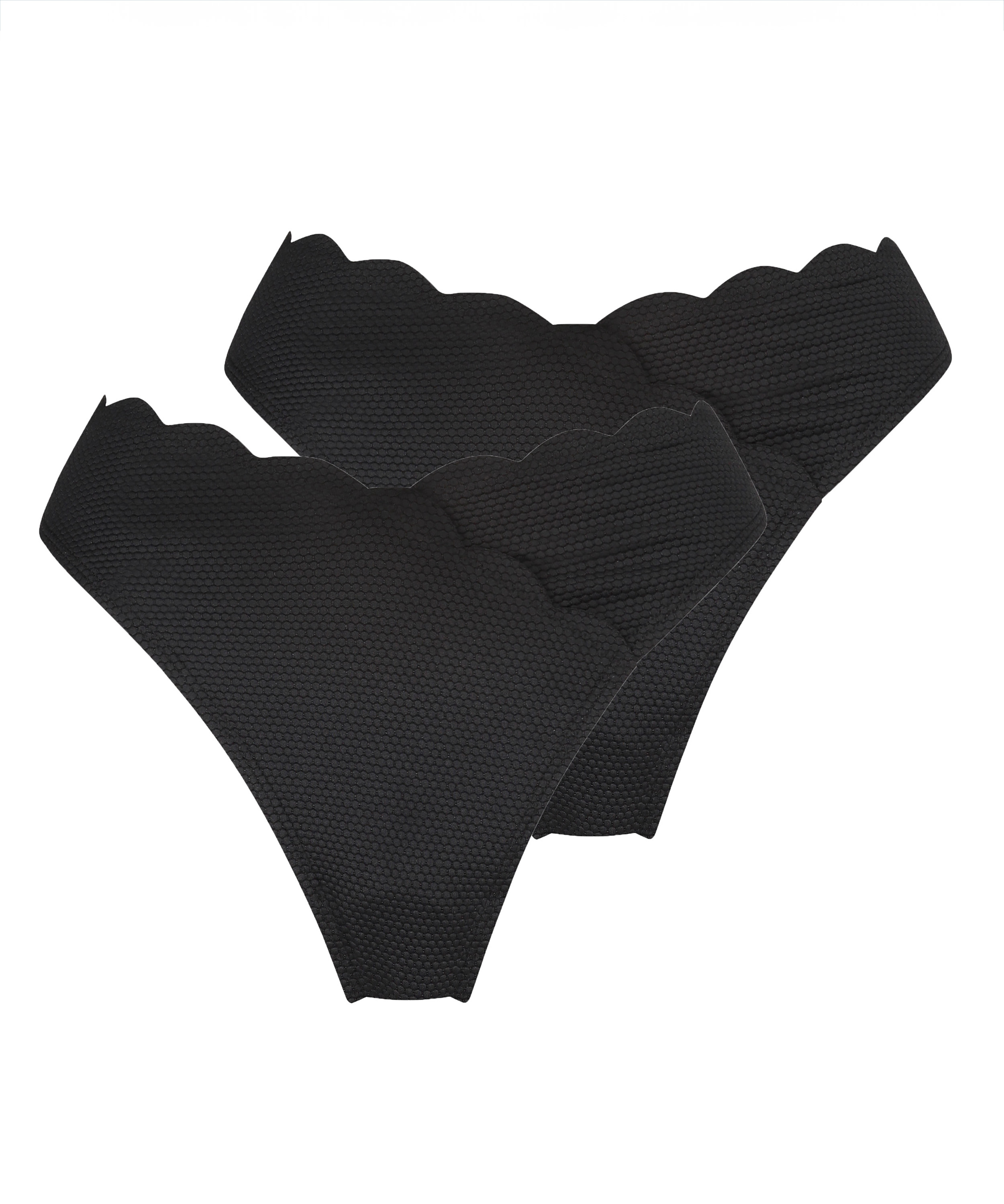2-pack Bikiniunderdelar Scallop, Svart, main
