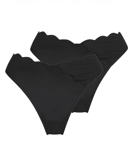 2-pack Bikiniunderdelar Scallop, Svart