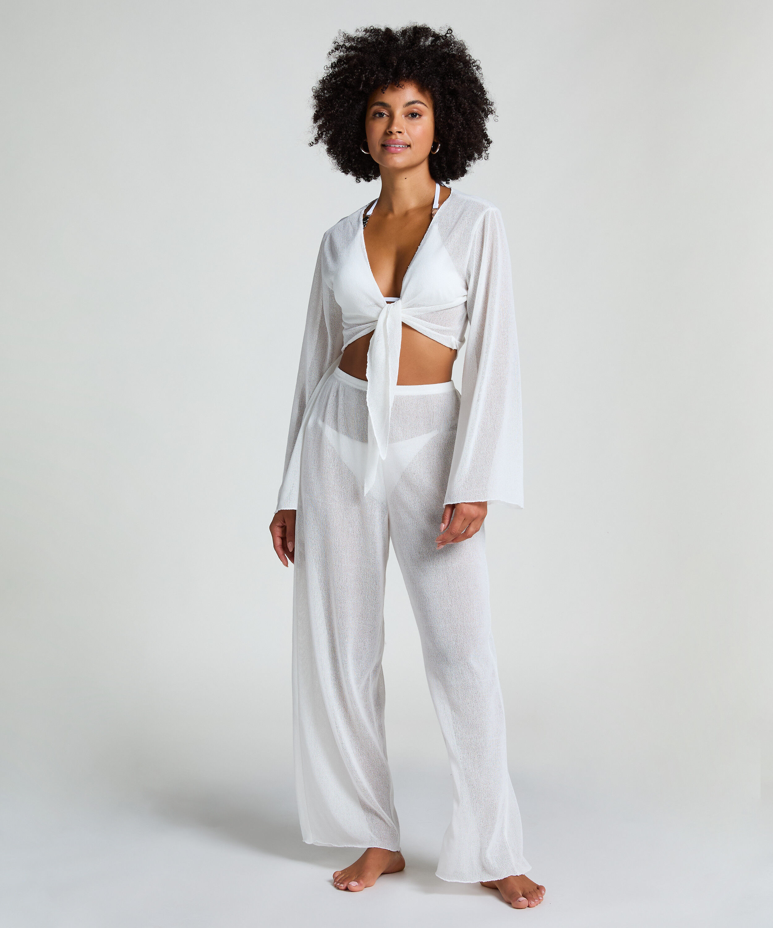 Stickad strandtopp, Vit