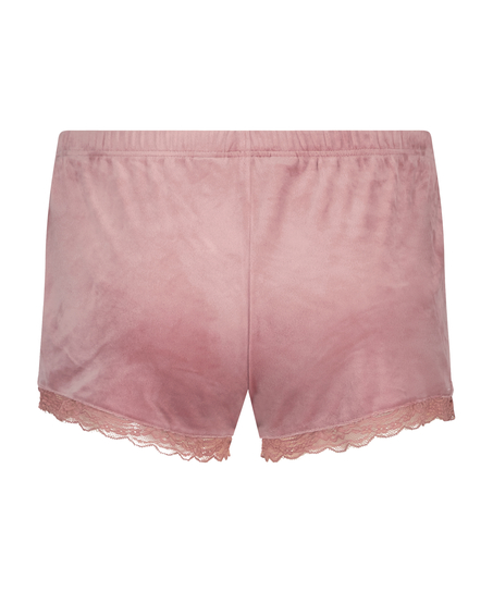 Shorts Velour Lace, Rosa