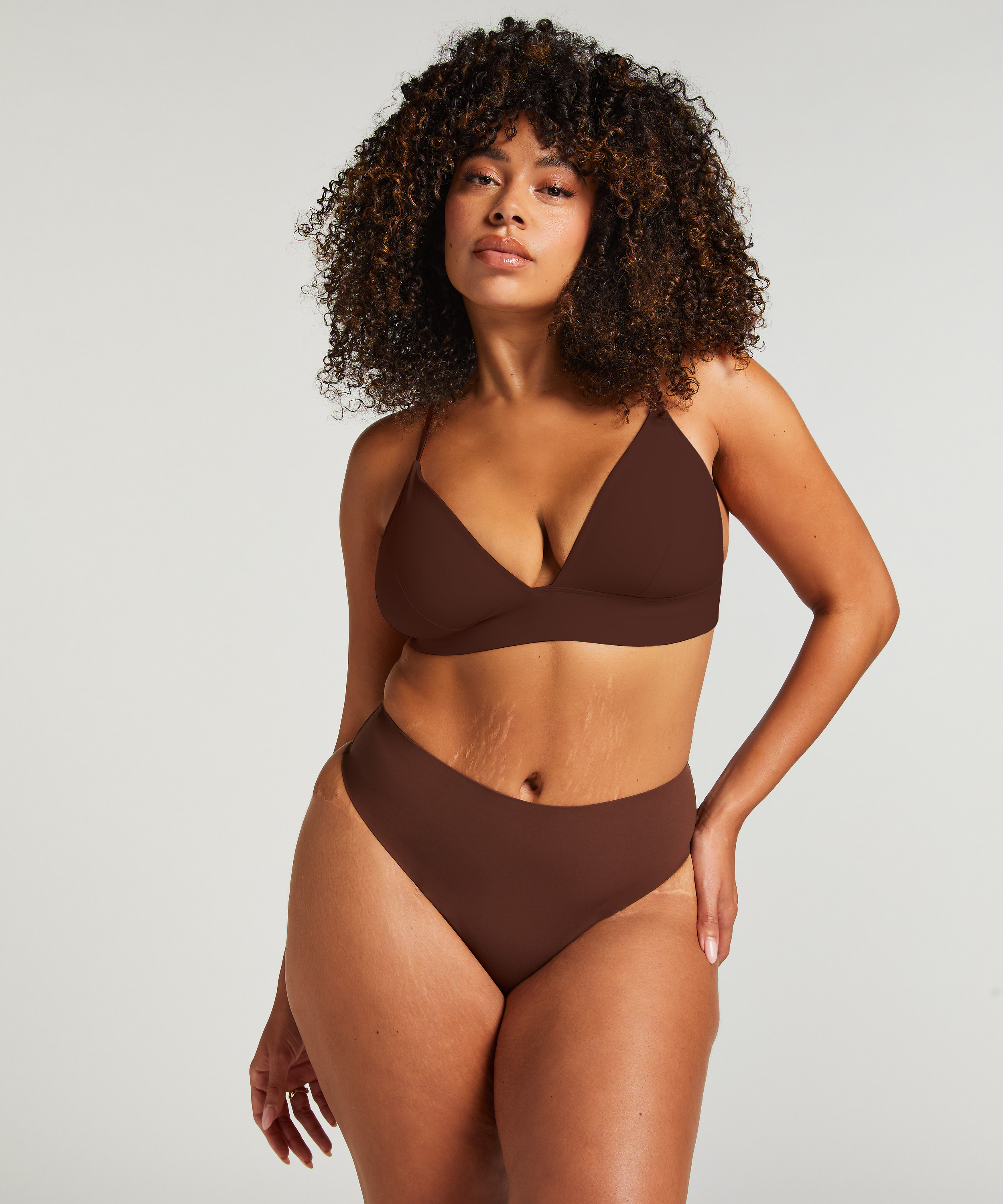 Triangel Bralette Smooth, Brun, main