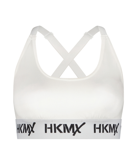 HKMX The Crop Logo sportbehå nivå 1, Vit