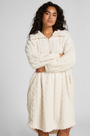 Hunkemöller Poncho i Kabelstickad Fleece Vit