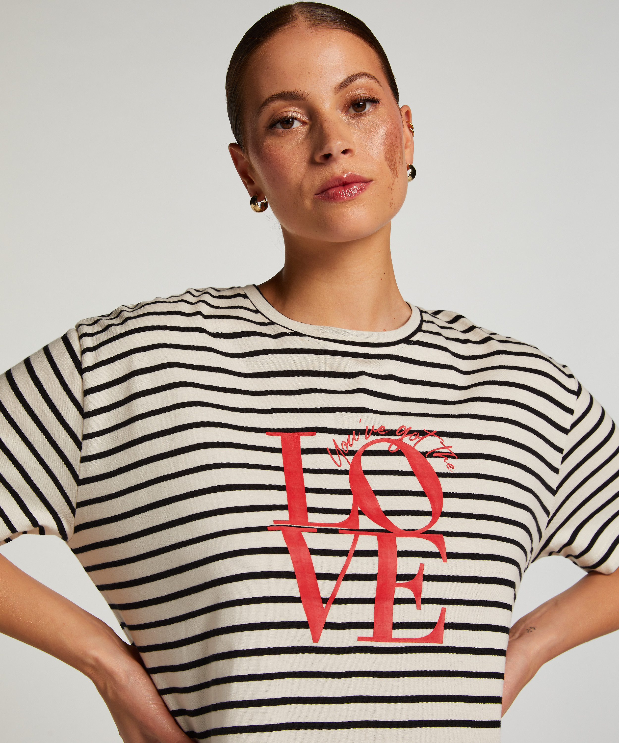 Nattskjorta med rund hals, Svart, main