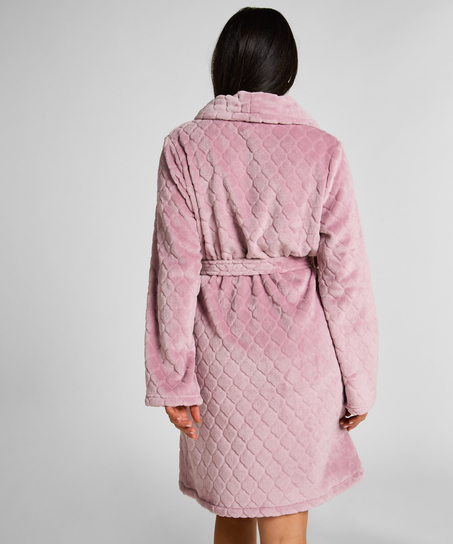 Kort morgonrock i fleece, Lila