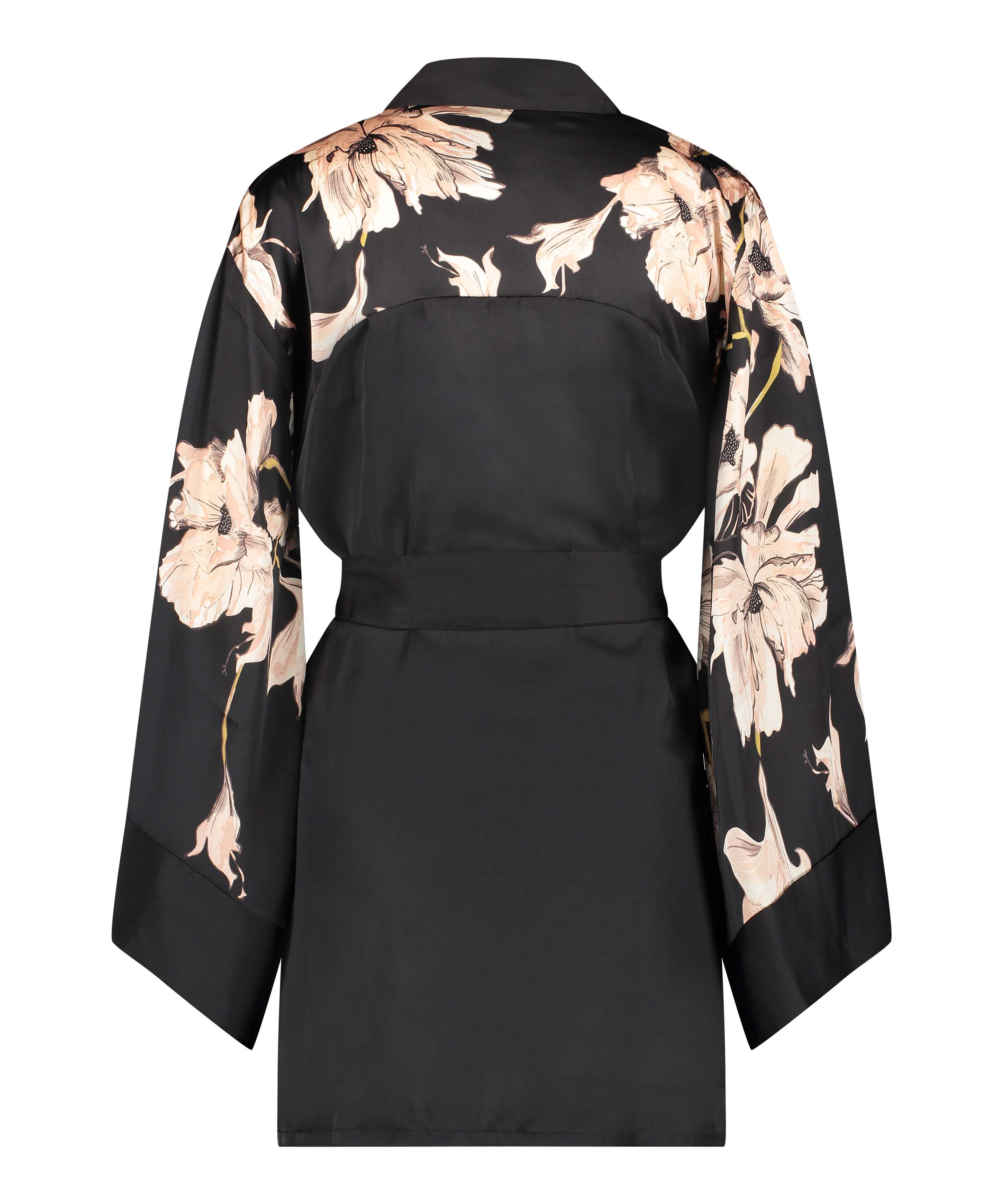 Bloom satin-kimono, Svart, main