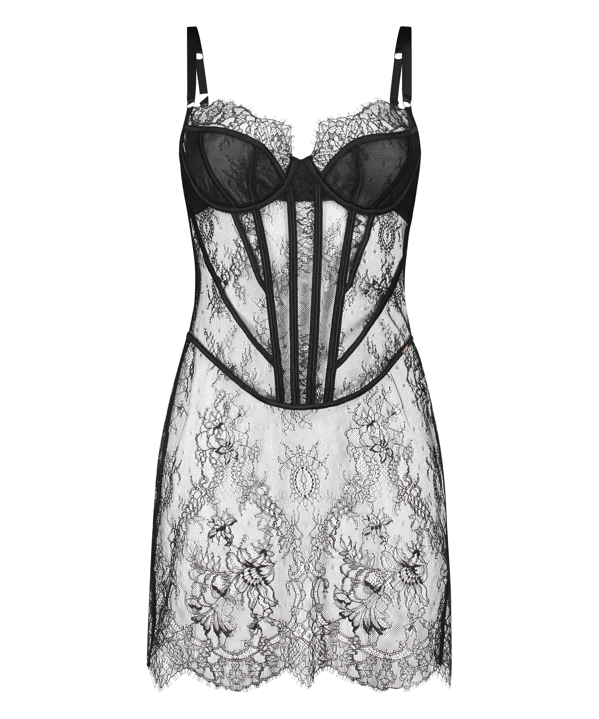 Slipklänning trådad Lace Camille, Svart, main