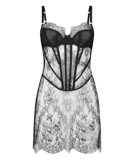 Slipklänning trådad Lace Camille, Svart