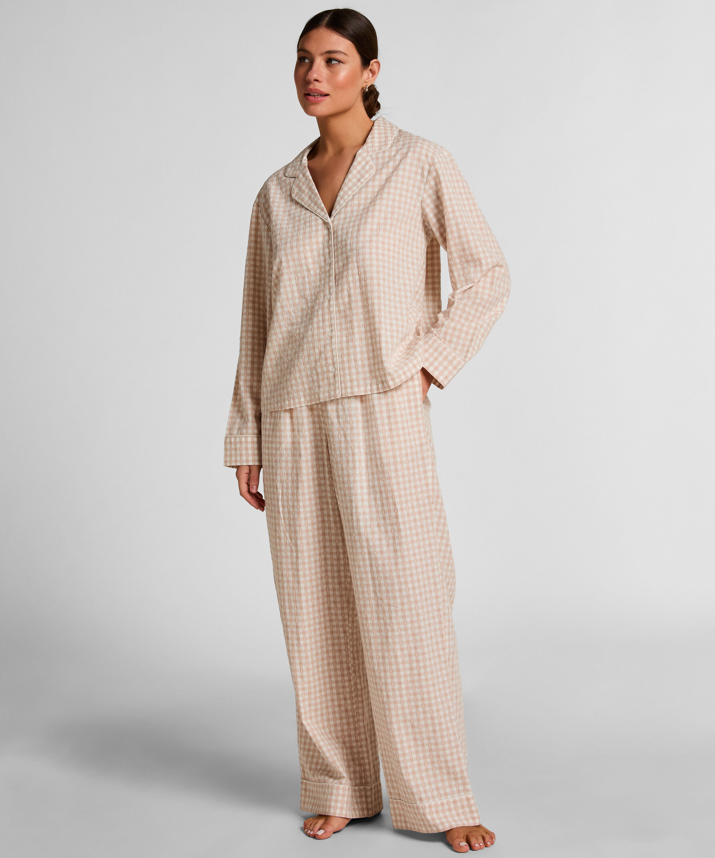Dobby Pyjamasbyxor Vävd Bomull, Beige Dobby Pyjamasbyxor Vävd Bomull, Beige