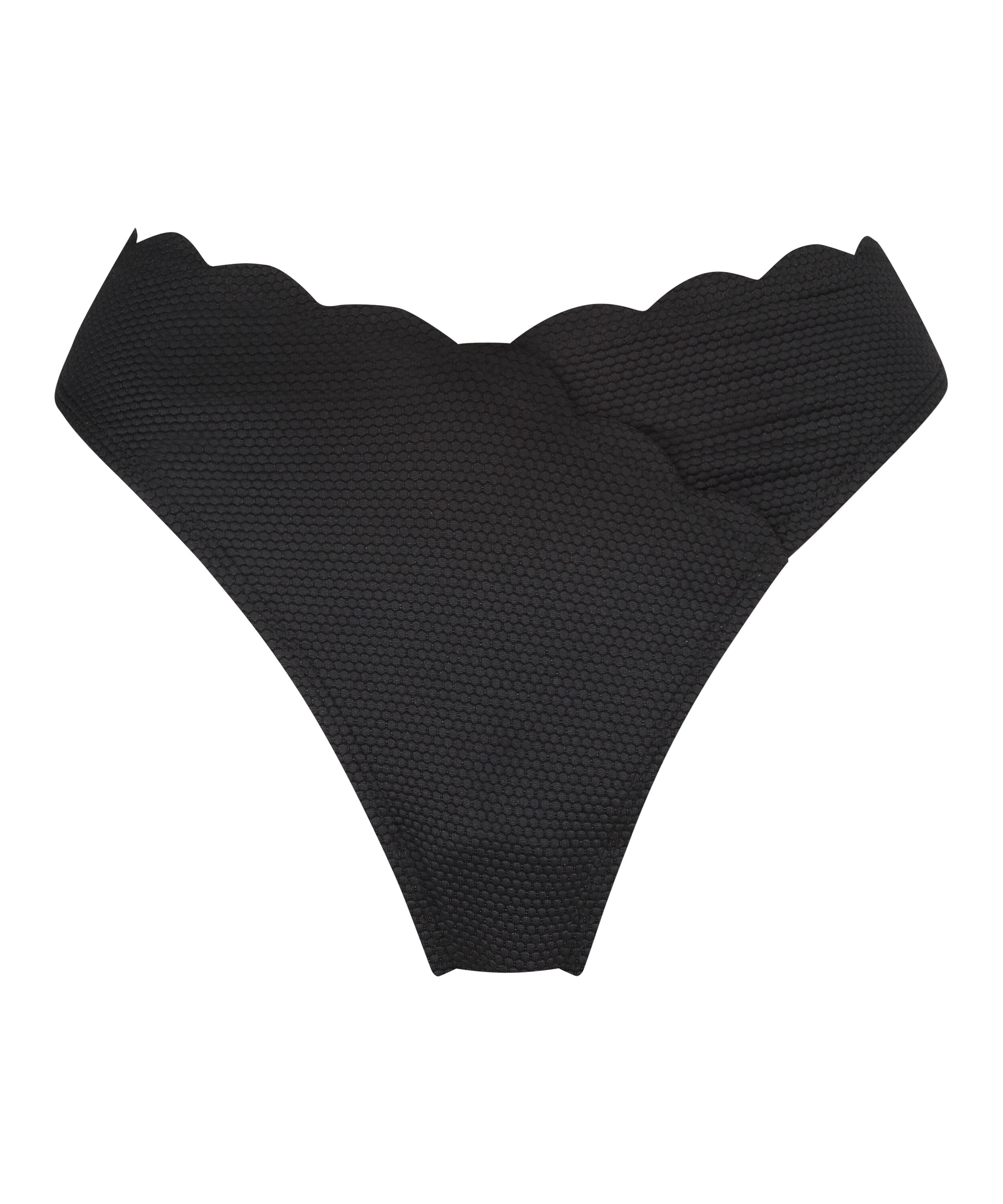 Highleg-Bikinitrosa Scallop, Svart