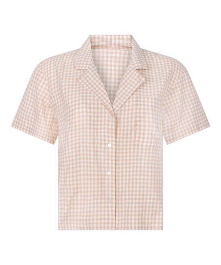 Rutig linnejacka, Beige