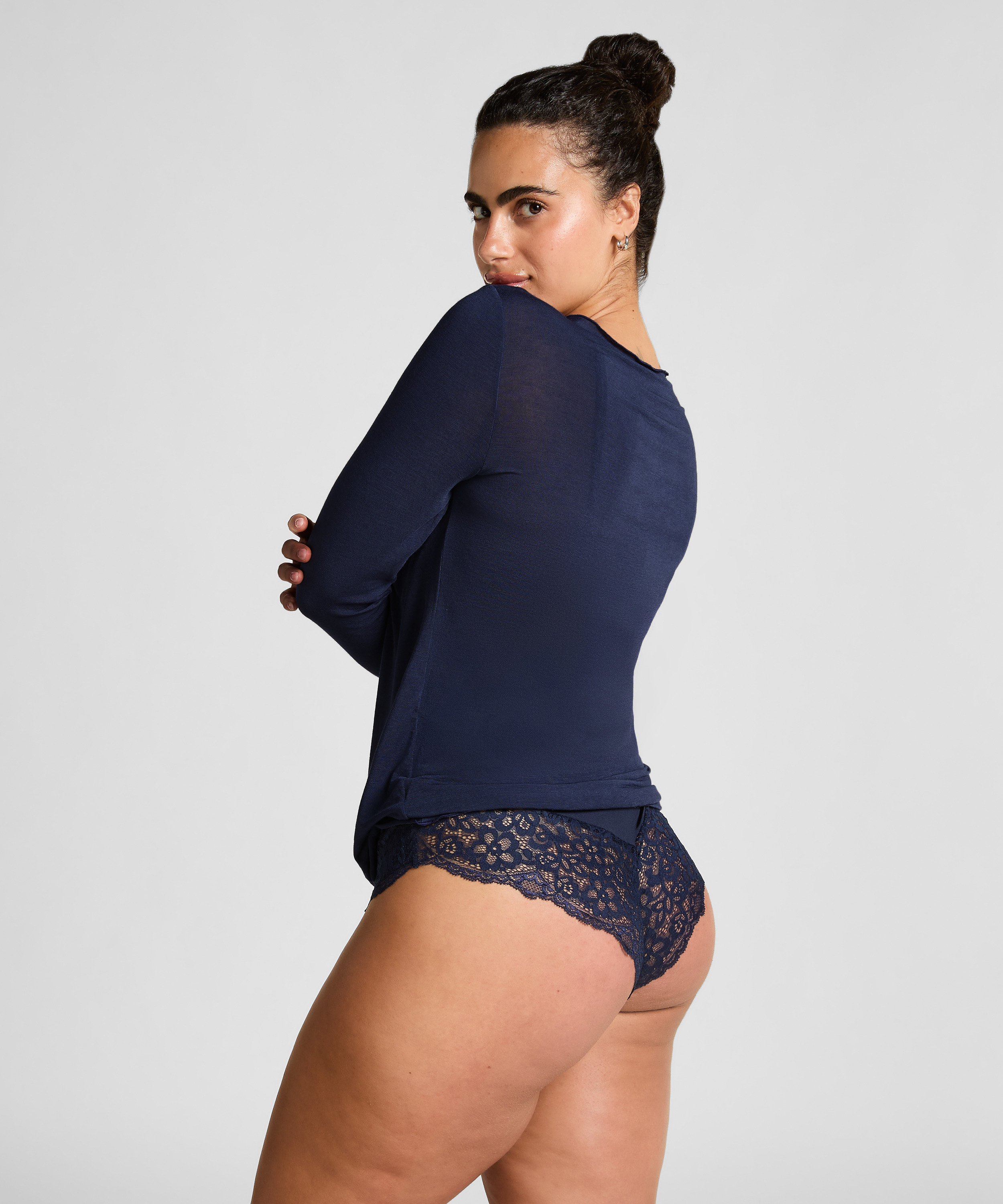 super soft cashmereblandad-topp med b&aring;thals, Bl&aring;, main