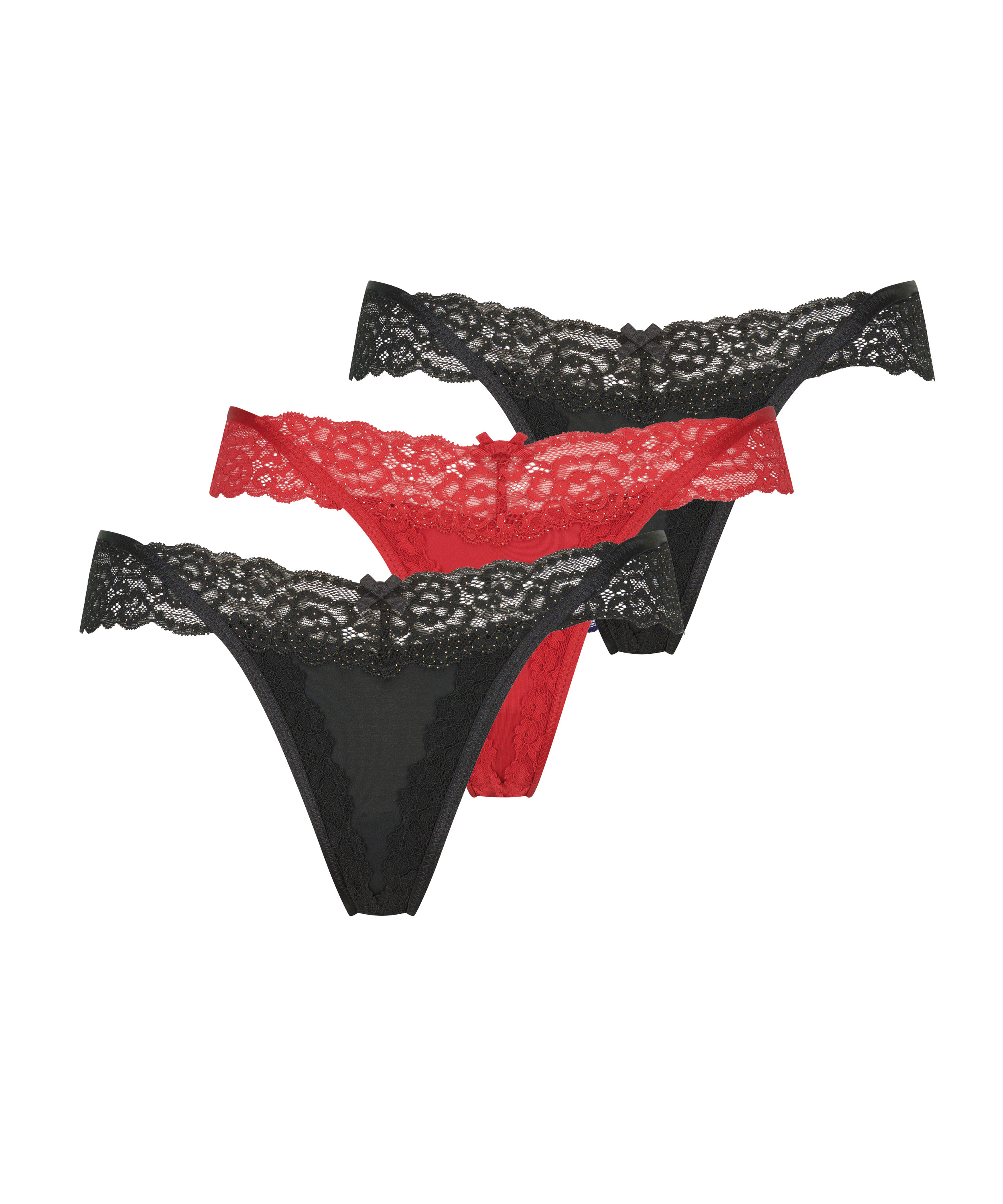 3-pack Willow stringtrosa, Svart, main