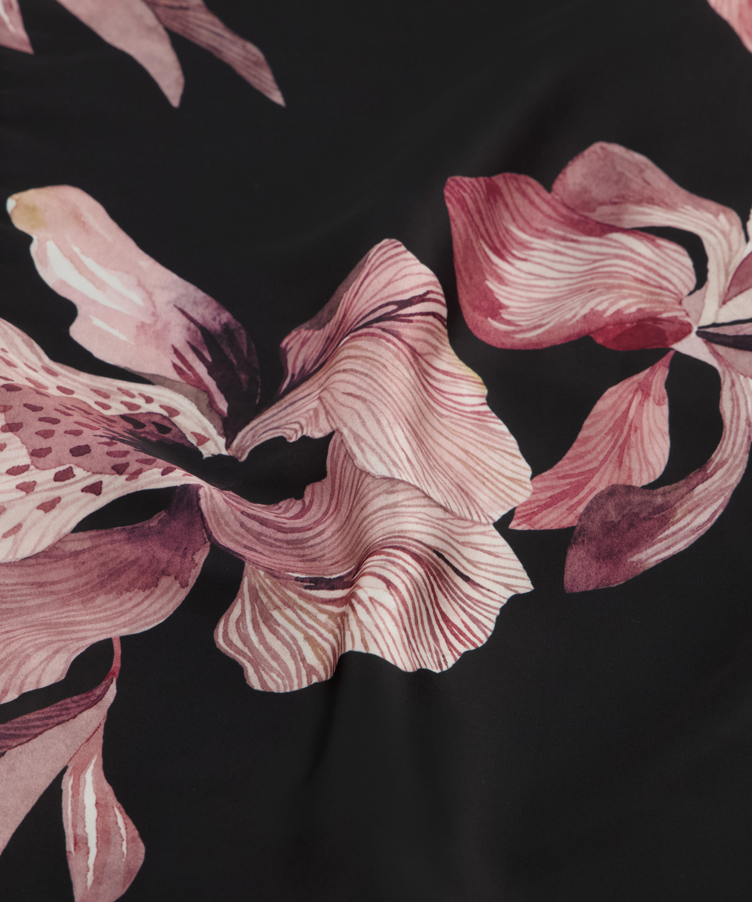 Bloom satin-kimono, Svart, main