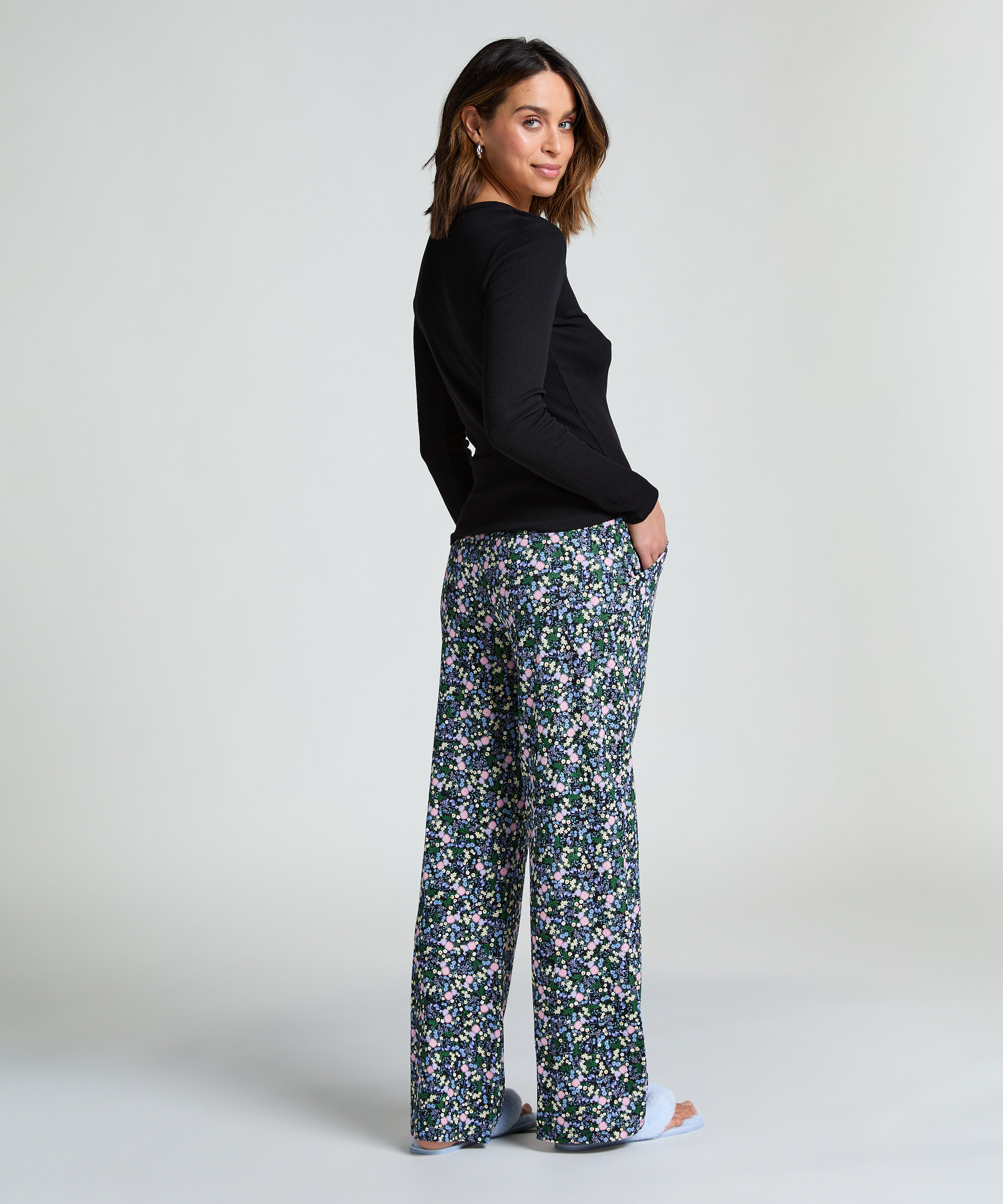 Pyjamastopp med långa ärmar, Svart, main