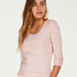 Topp LS Rib R-neck, Rosa