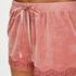 Shorts i sammet och spets, Rosa