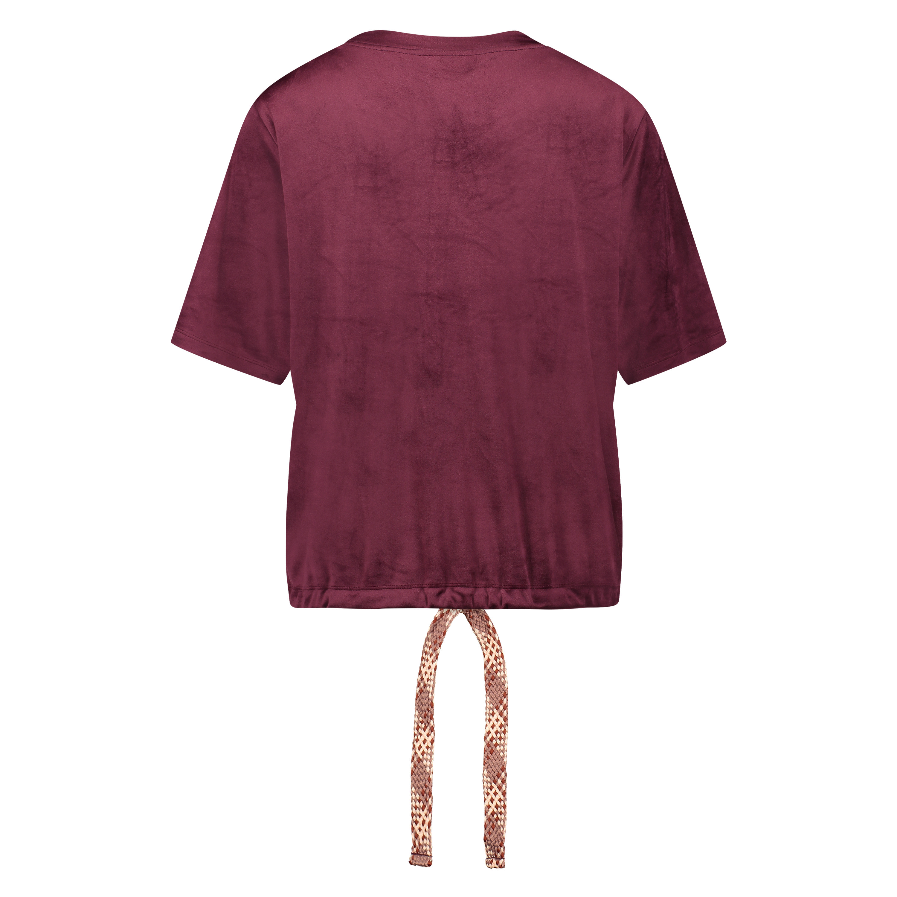 Kort&auml;rmad velourtopp, R&ouml;d, main