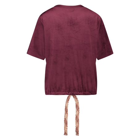 Kort&auml;rmad velourtopp, R&ouml;d