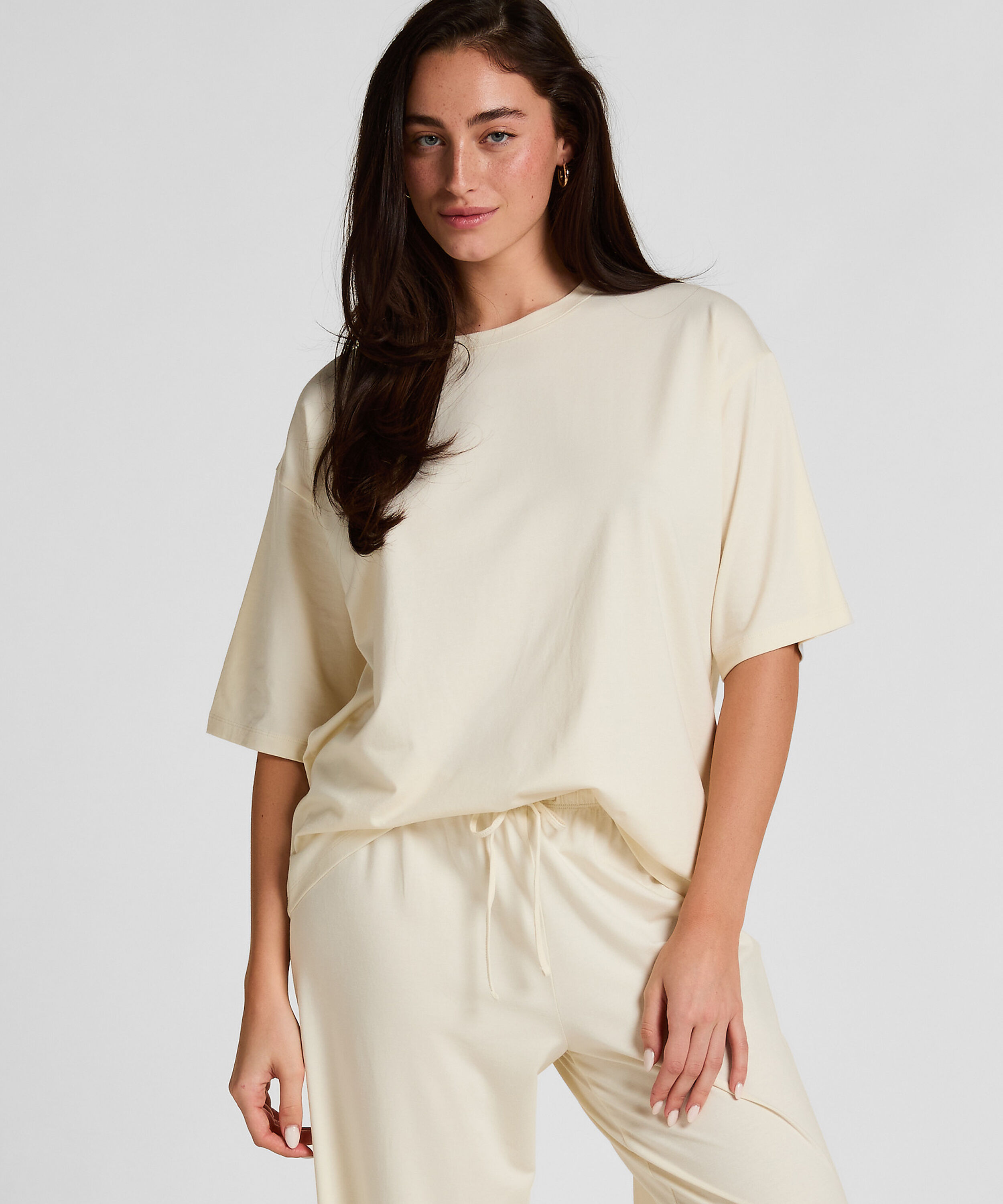 Pyjama Top Loose, Vit Pyjama Top Loose, Vit