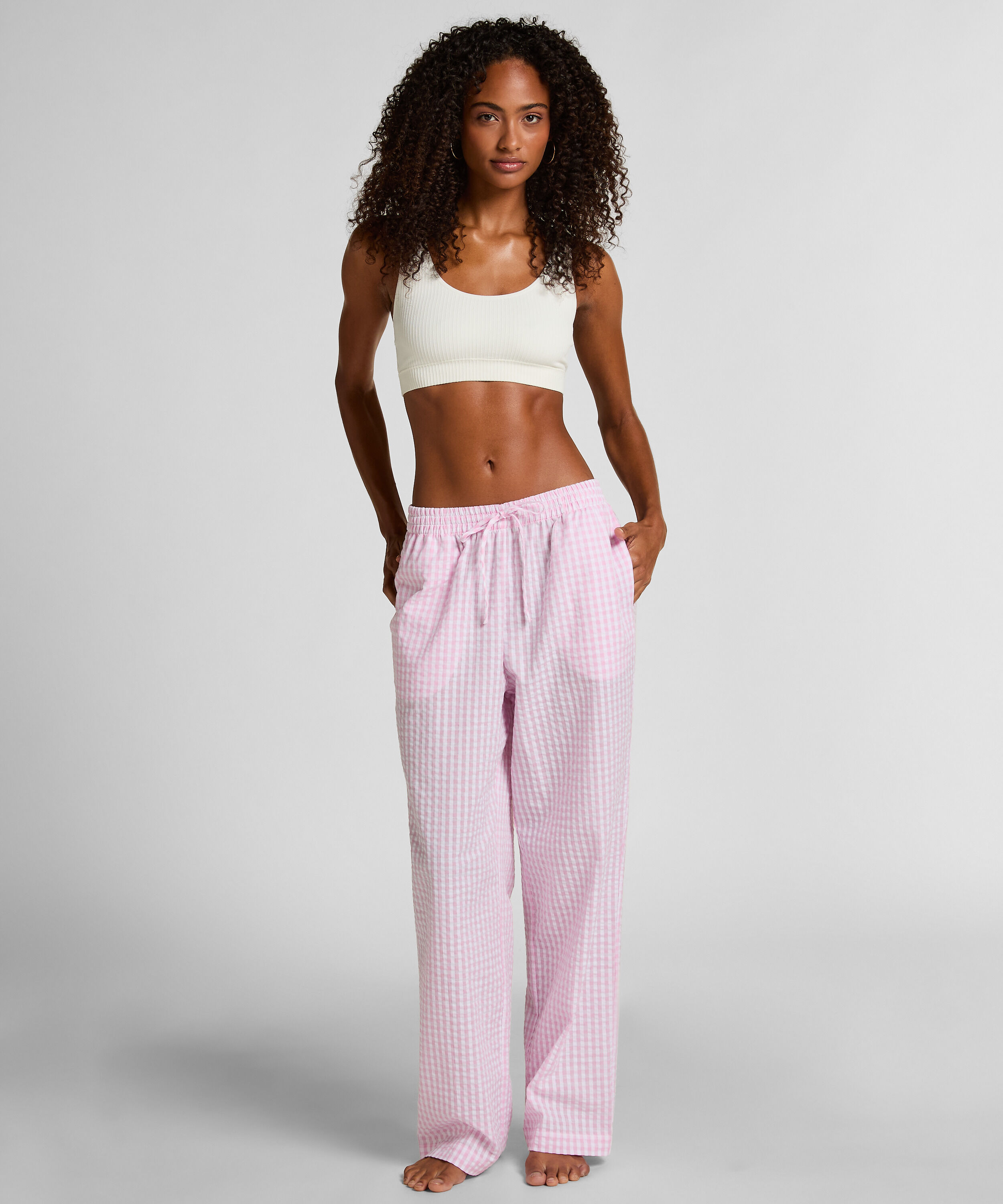 Pyjamasbyxa i bomull, Rosa