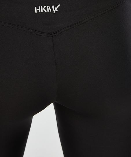 HKMX sportleggings med h&ouml;g midja i mesh-tyg, Svart