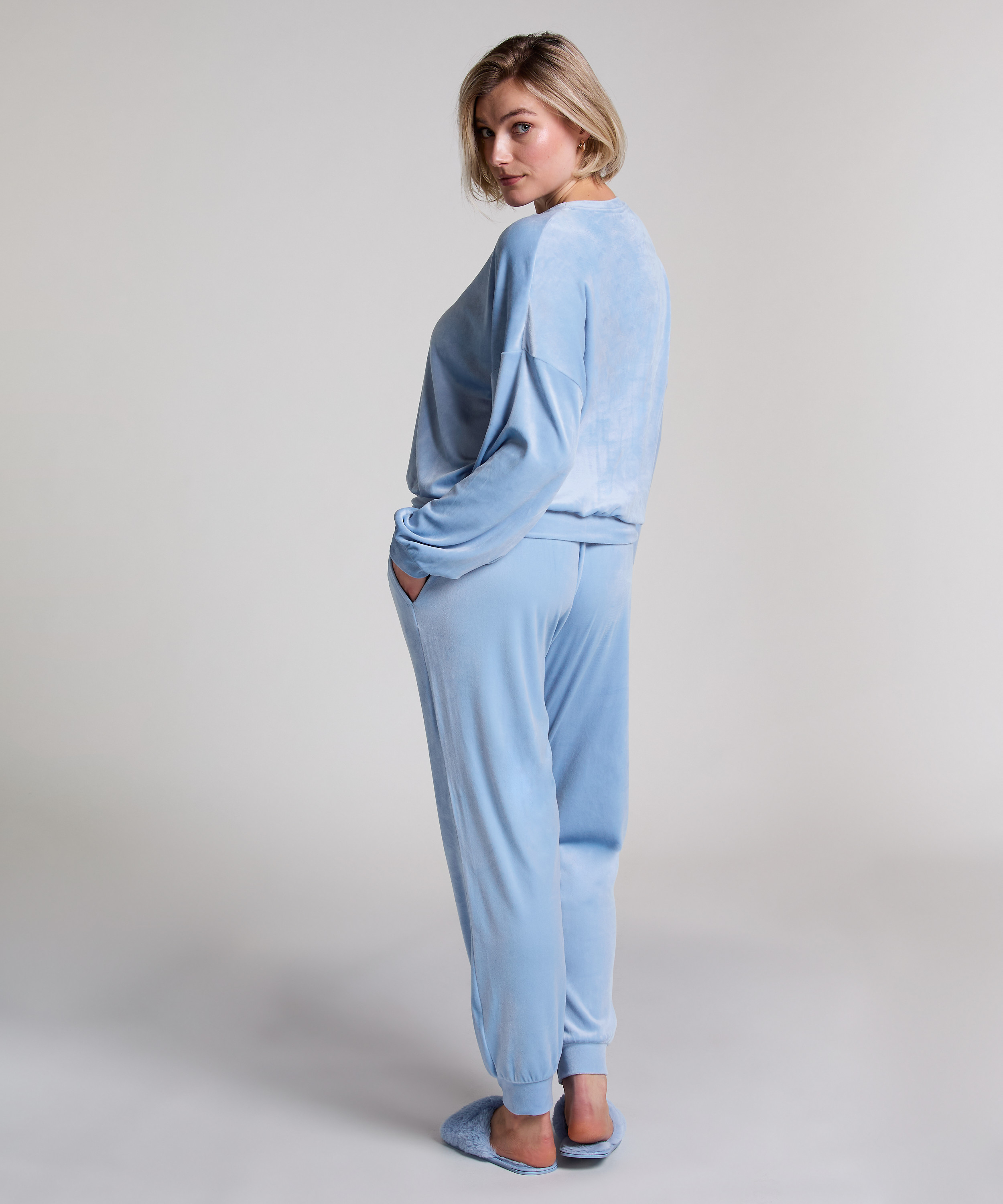 Joggingbyxor Velour, Bl&aring;, main