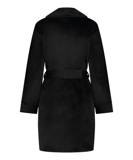 Kort badrock i velours, Svart