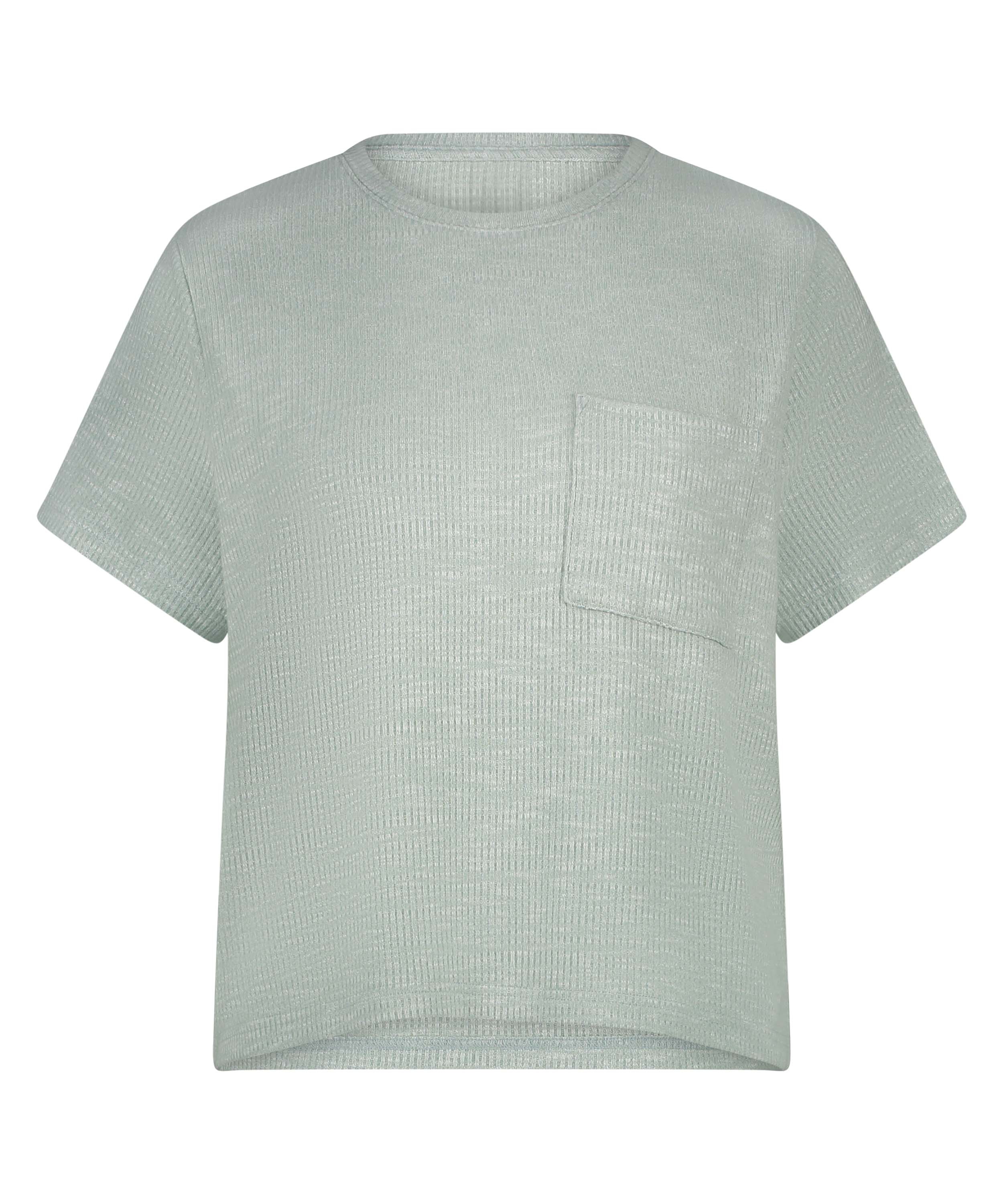 Ribbad kortärmad topp, Grön, main