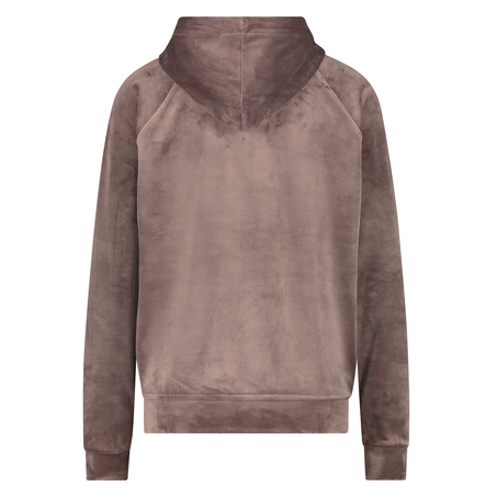 Hoodie velour, Brun
