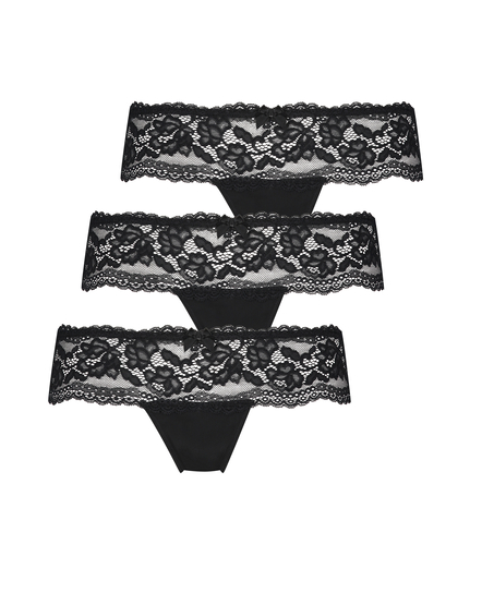 Florence 3-pack boxerstringtrosa, Svart