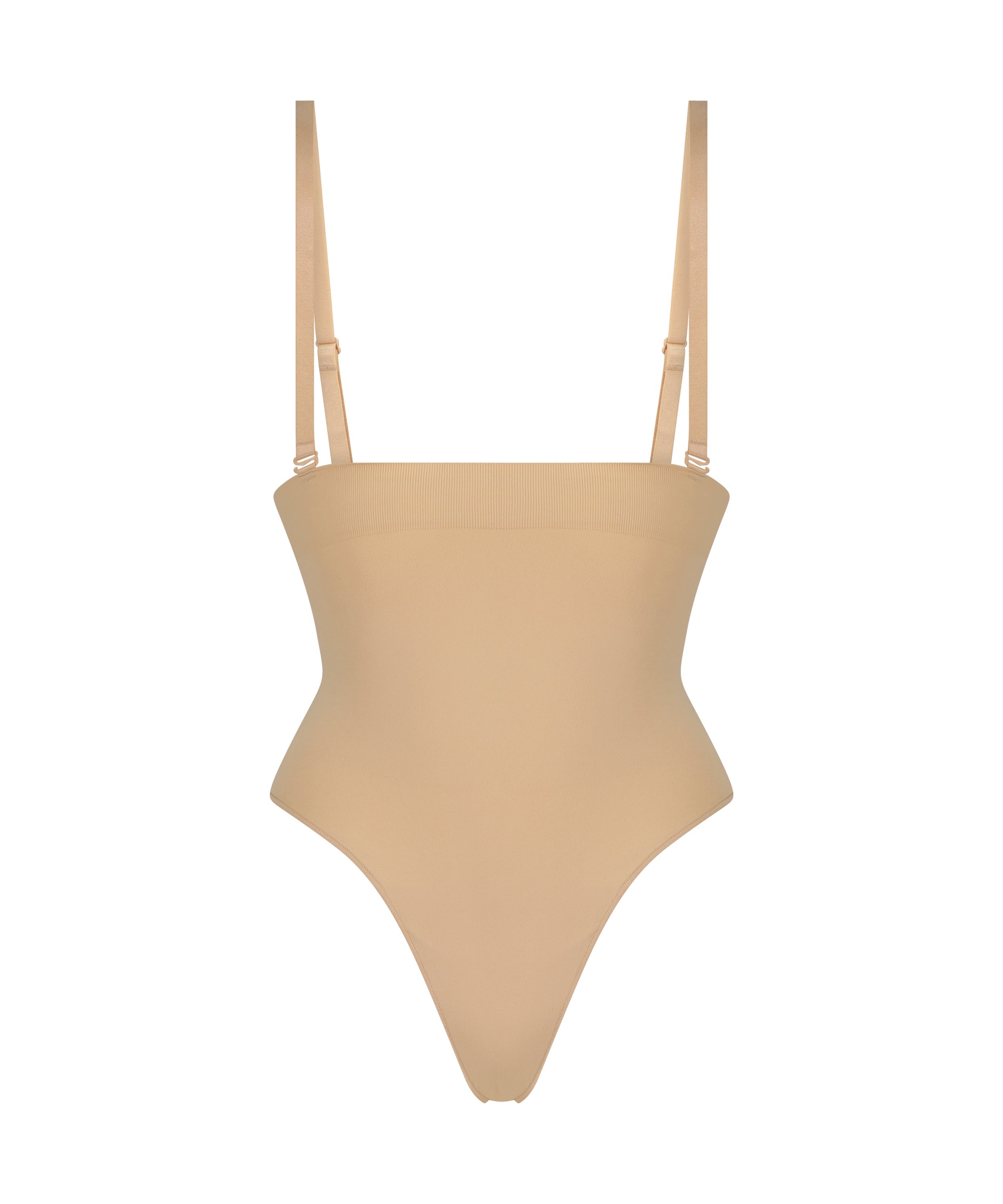 Sömlös förbättrande stringtrosa med hög midja, Beige, main