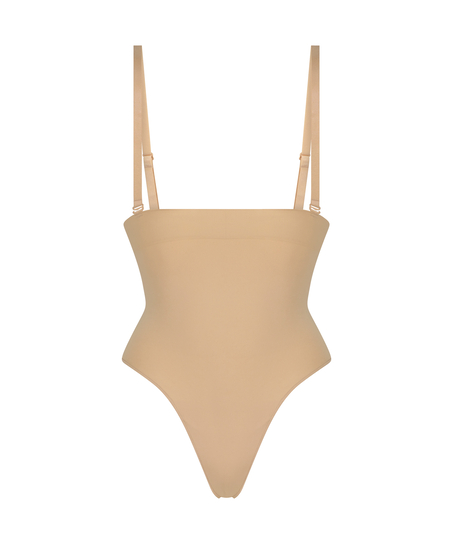 Sömlös förbättrande stringtrosa med hög midja, Beige