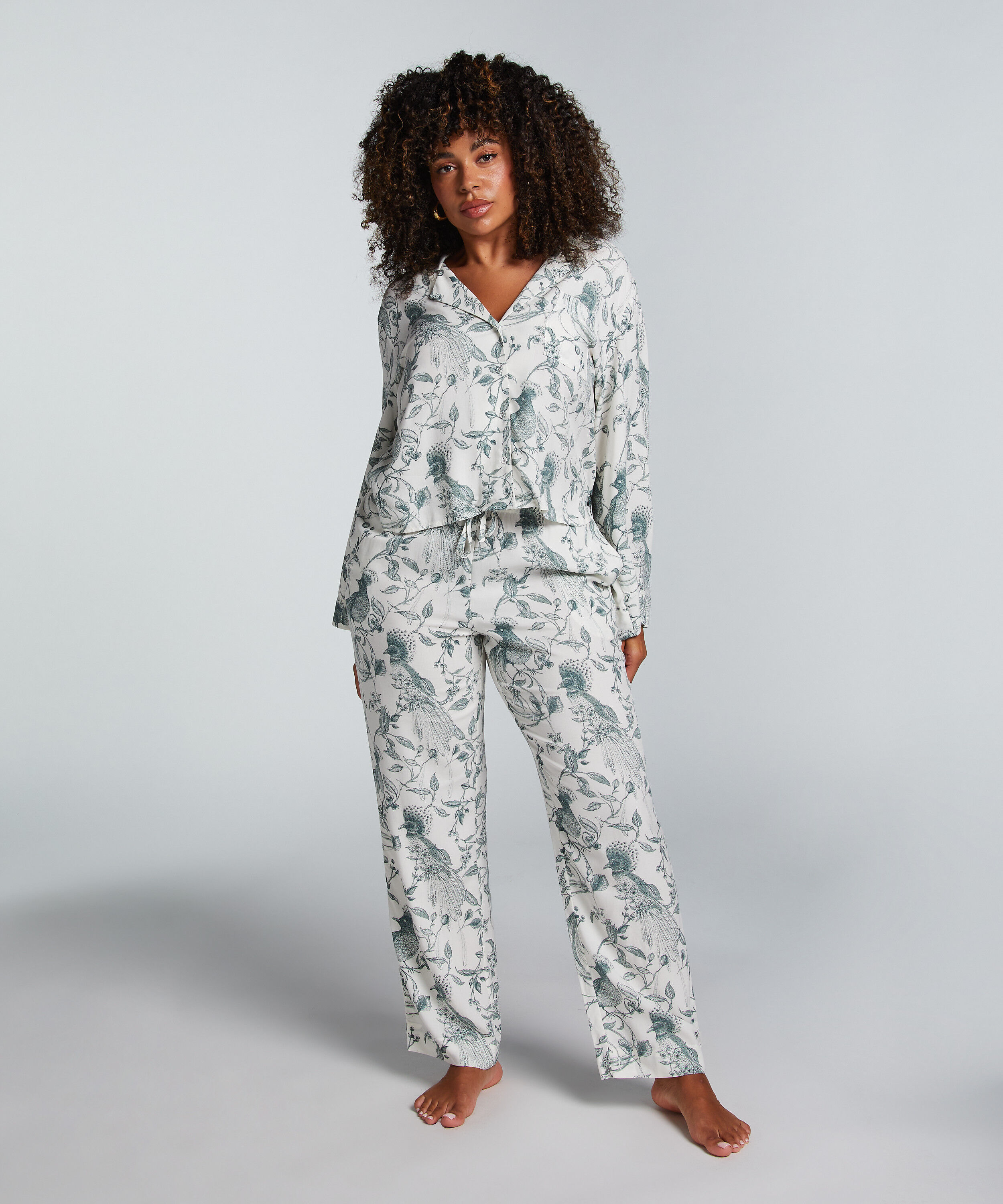 Pyjamasbyxa i bomull, Vit