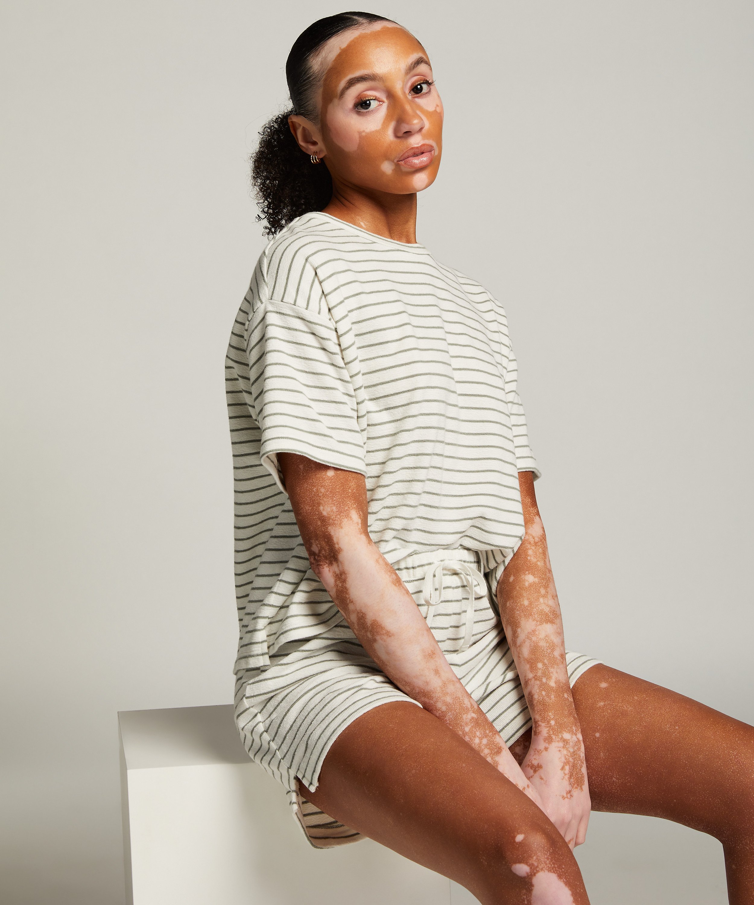 Bomullsshorts, Vit, main