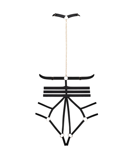 Body med öppen gren Dominatrix, Svart