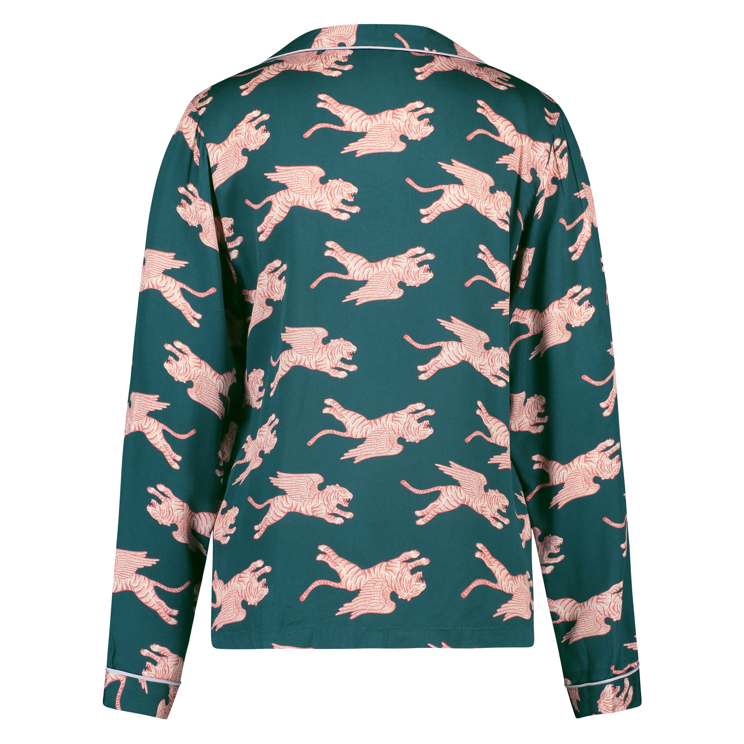 Pyjamasjacka i v&auml;vt tyg l&aring;ng&auml;rmad, Bl&aring;, main