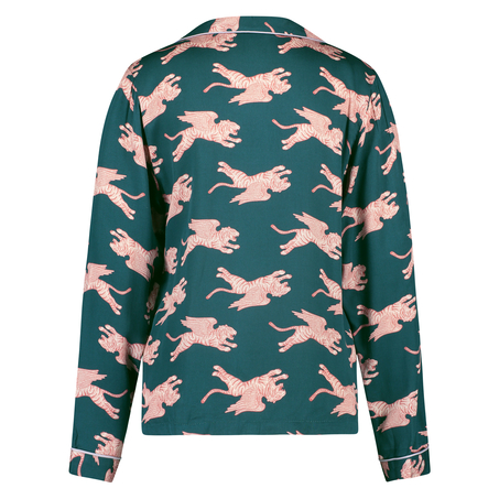 Pyjamasjacka i v&auml;vt tyg l&aring;ng&auml;rmad, Bl&aring;