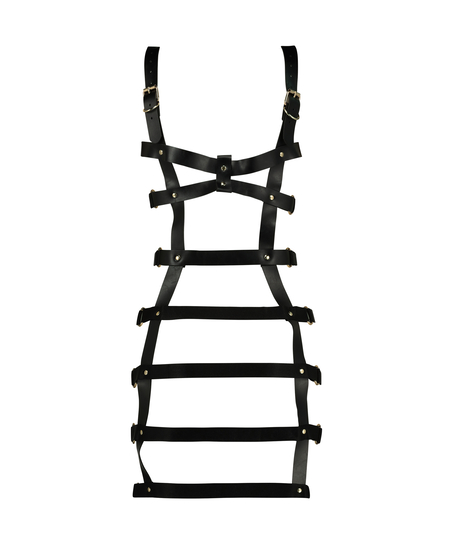 Private Strappy Corset Dress, Svart